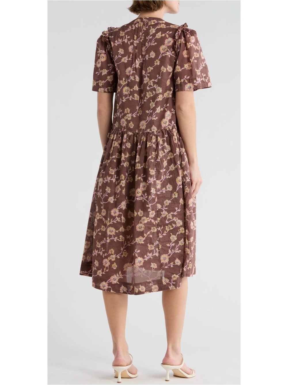 Free People Bella Mae brown floral midi dress NWT - Picture 2 of 12